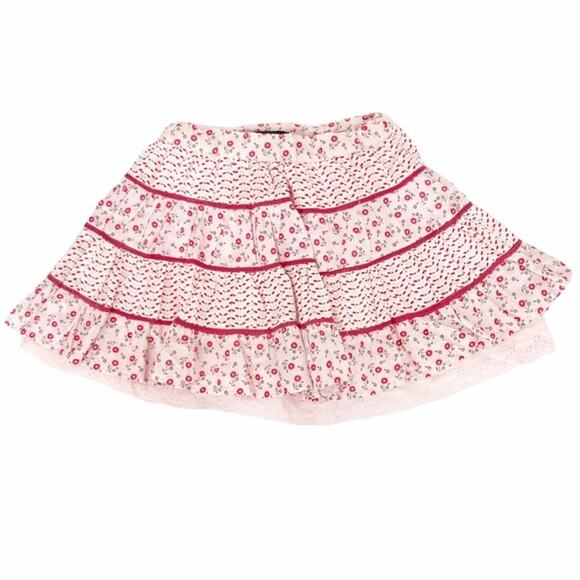 Pumpkin Patch Pink Floral Mixed Pattern Skirt Sz 3 - Picture 1 of 6